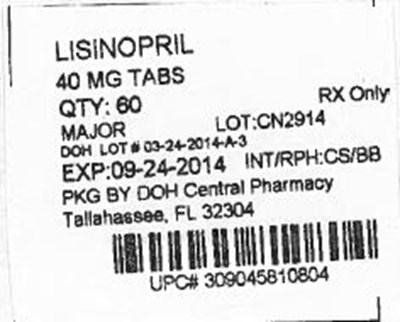 Label Image For 40mg (Lisinopril 40mg)